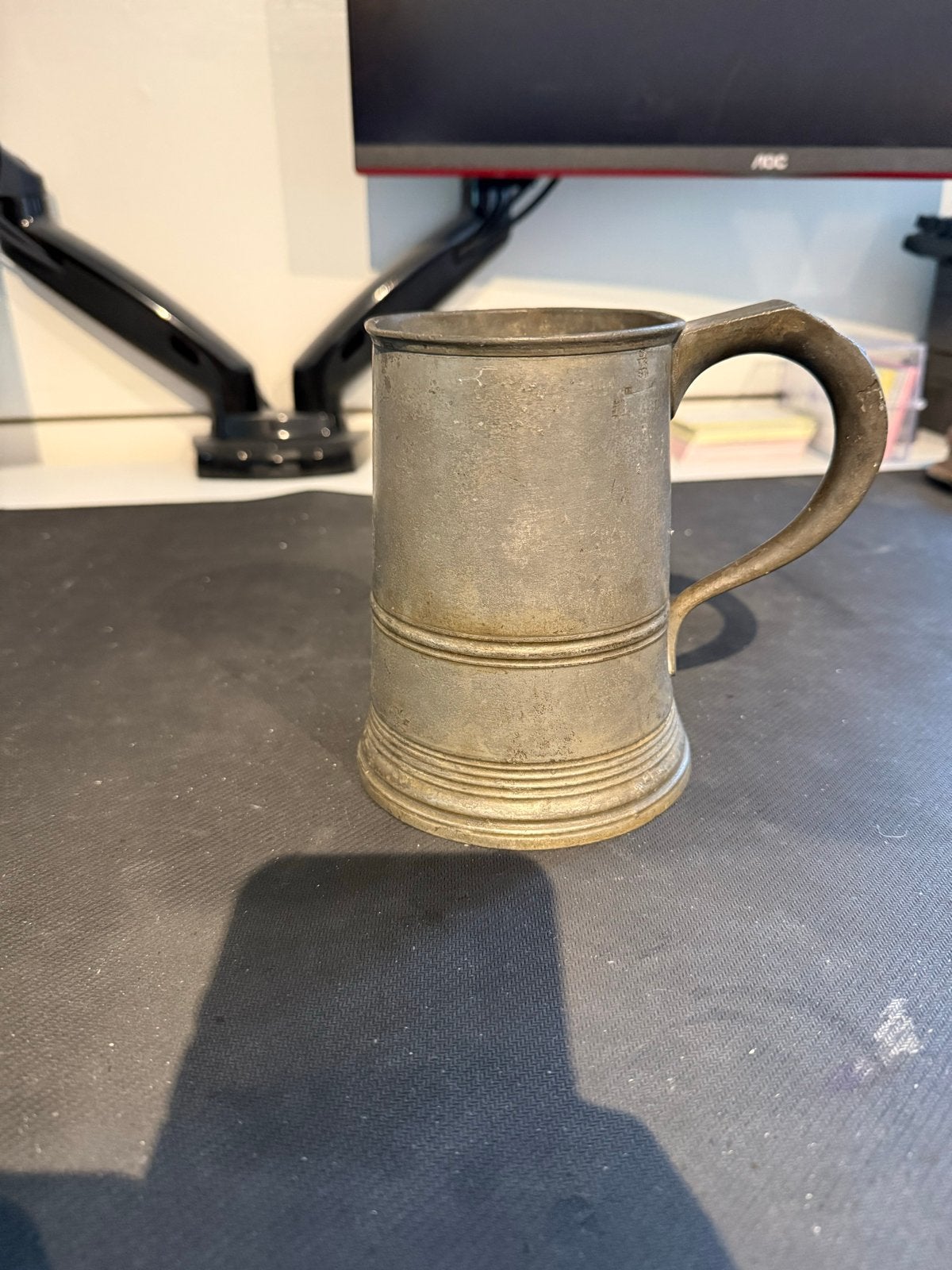 Oude tinnen bierpul / schenkkan – vintage, Antiek en Kunst, Ophalen of Verzenden