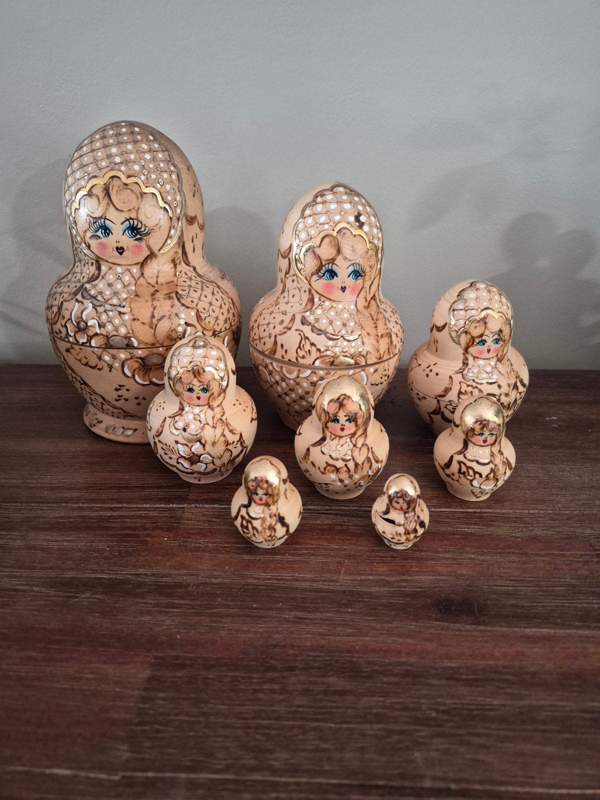 9-delige set Matroesjka poppen - Handgeschilderd, Ophalen of Verzenden, Gebruikt