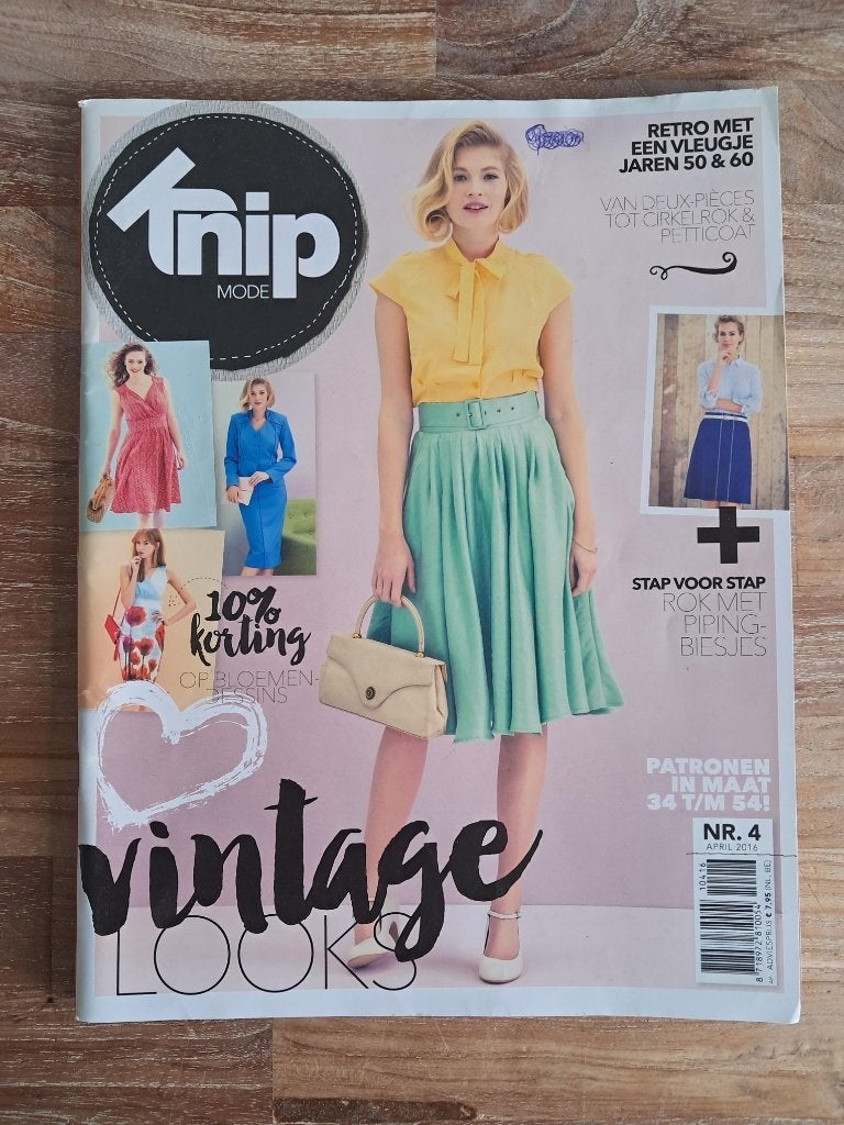Knipmode nr. 4 april 2016 alle patronen in maat 34 t/m 54 XL, Verzenden, Zo goed als nieuw, Vrouw, Knipmode