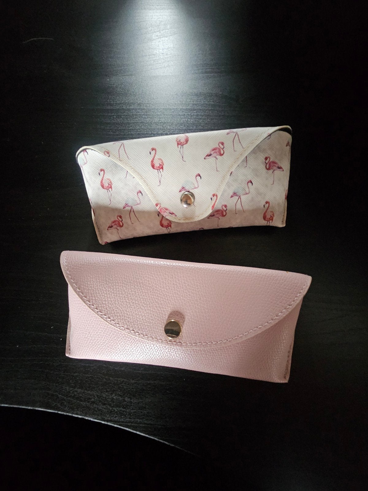 2 brillenkokers, roze en wit met flamingo's, Overige merken, Gebruikt, Ophalen of Verzenden, Roze