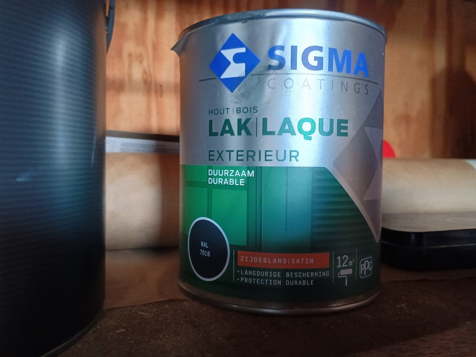 Sigma Buitenlak Zijdeglans RAL 7016 750ml, Ophalen, Zo goed als nieuw, Lak, Grijs