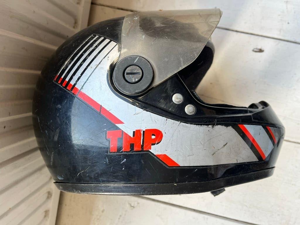 THP Motorhelm Zwart met Vizier, XS, Motoren, Ophalen, Tweedehands, Dames, Overige typen
