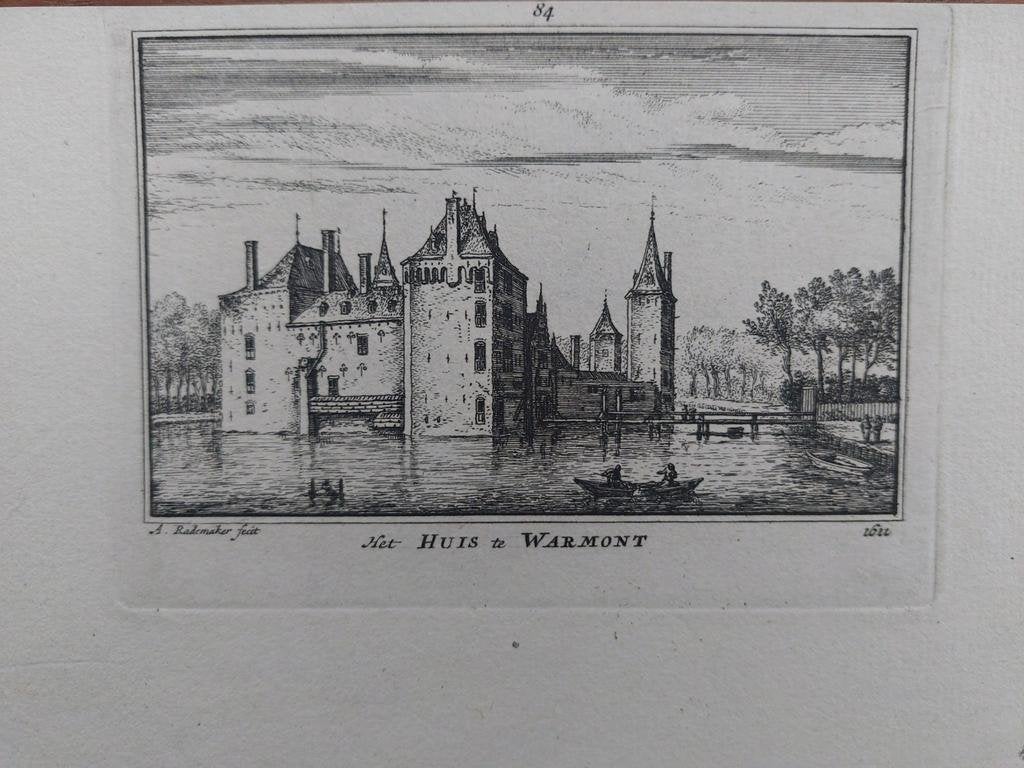 84 / Huis Warmont - Warmond Gravure A. Rademaker, Antiek en Kunst, Kunst | Etsen en Gravures, Ophalen of Verzenden