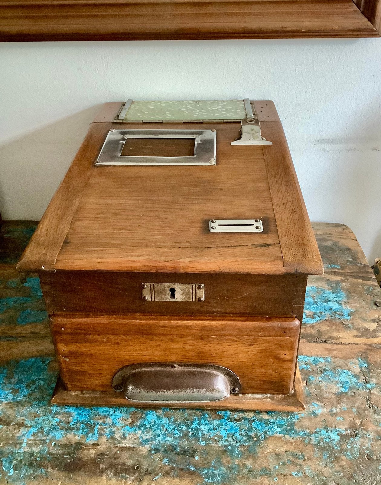 Antieke houten schrijf kassa, jaren 20 vorige eeuw., Antiek en Kunst, Ophalen
