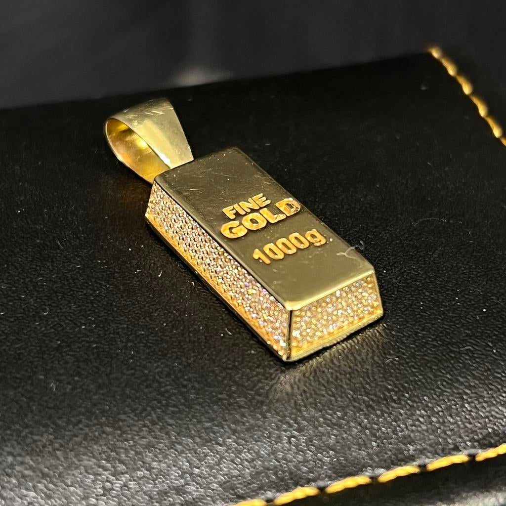 14 karaat gouden kettinghanger Fine Gold 1000g goudstaaf, Ophalen of Verzenden, Nieuw, Goud