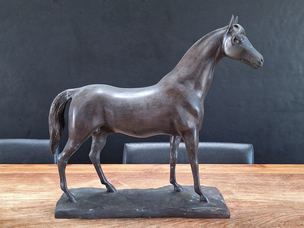 groot koper bronzen standbeeld paard Arabische hengst h 38cm, Antiek en Kunst, Ophalen of Verzenden, Brons