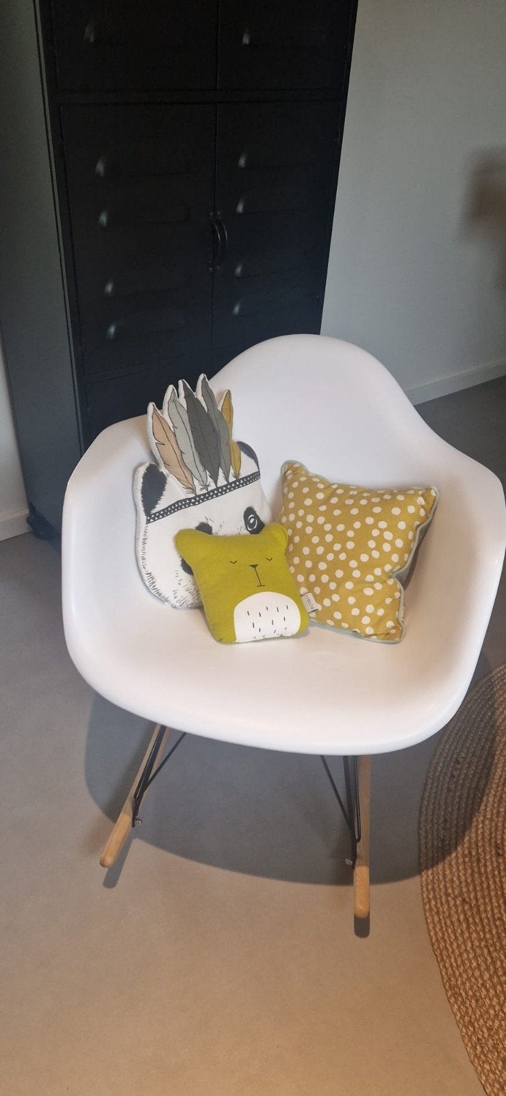 Schommelstoel Eames-style RAR, Wit, Hout, Ophalen of Verzenden, Zo goed als nieuw