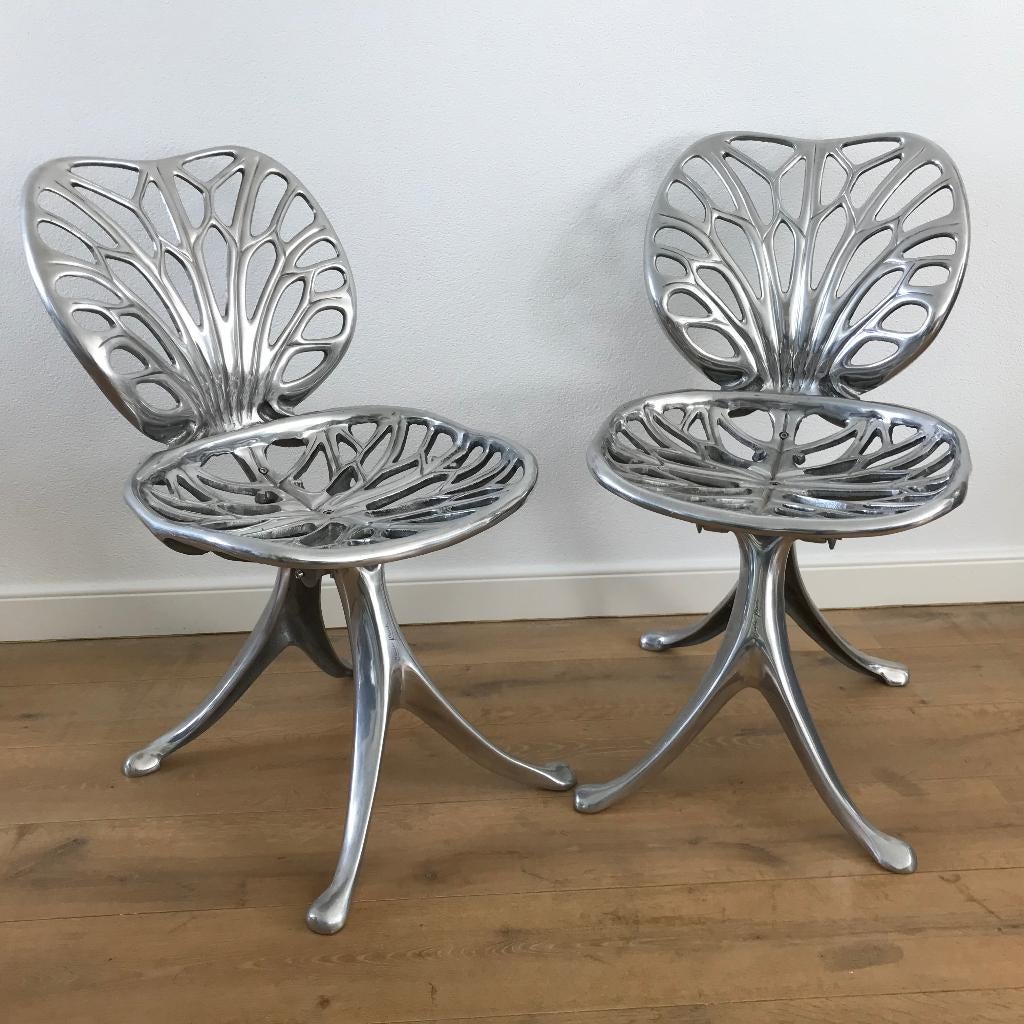 2 Design stoel Quasar Khanh aluminium zeldzaam, Overige kleuren, Ophalen of Verzenden, Zo goed als nieuw, Nvt