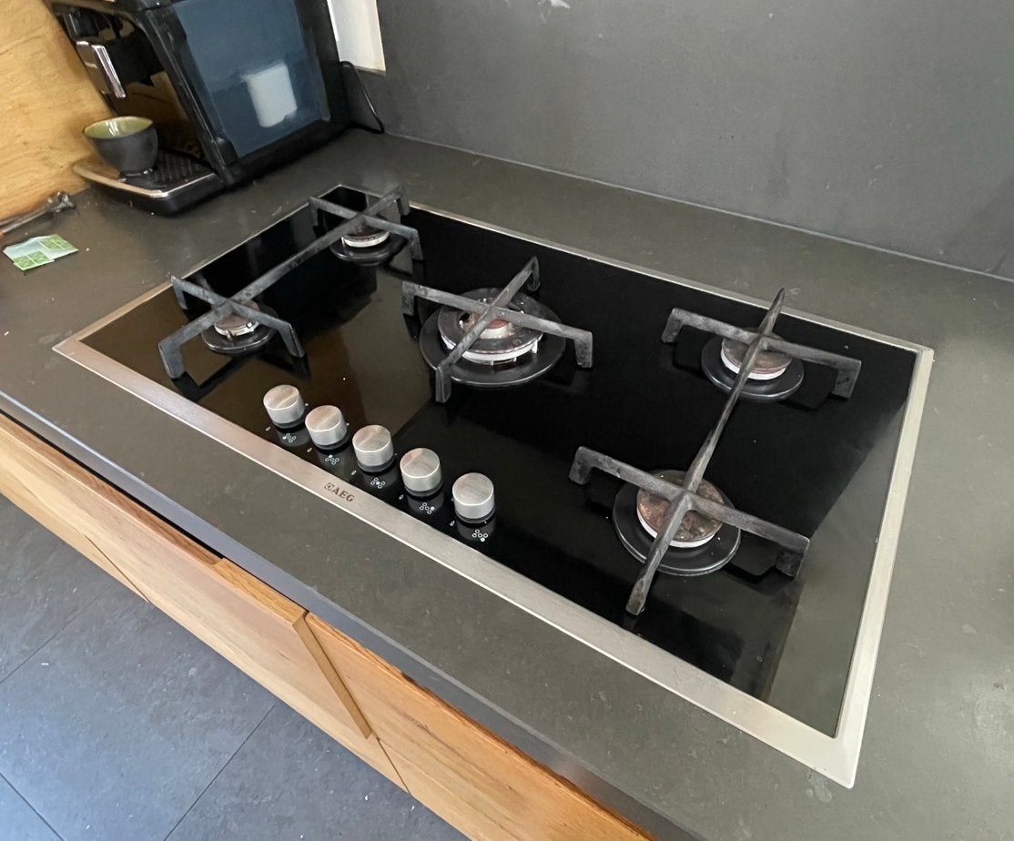 Kookplaat AEG Gas-op-glas 90 cm, Ophalen, Gebruikt, Inbouw, Gas