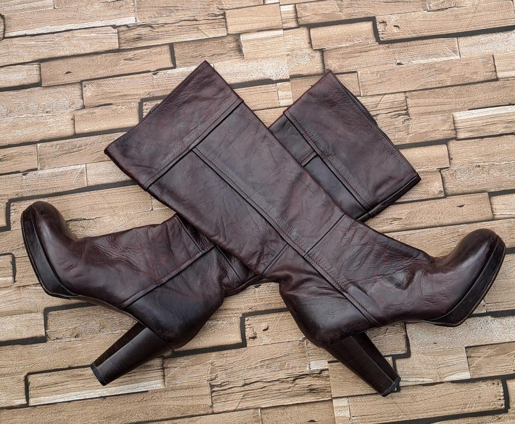 ALBERTO FERMANI - stijlvolle lederen laarzen, maat 38, Kleding | Dames, Schoenen, Bruin, Verzenden, Zo goed als nieuw, X