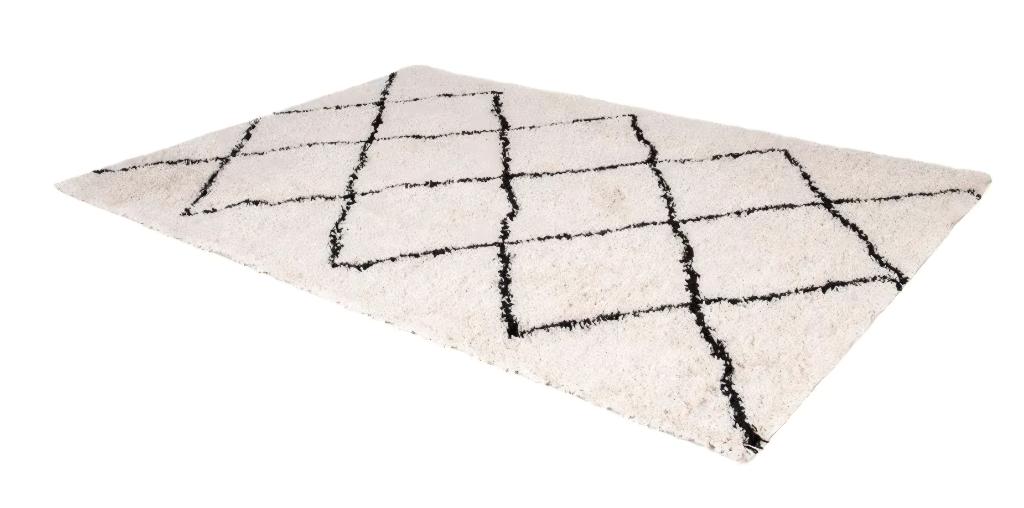 Vloerkleed crème met ruit 160 x 230 cm, Huis en Inrichting, Stoffering | Tapijten en Kleden, Zo goed als nieuw, 150 tot 200 cm
