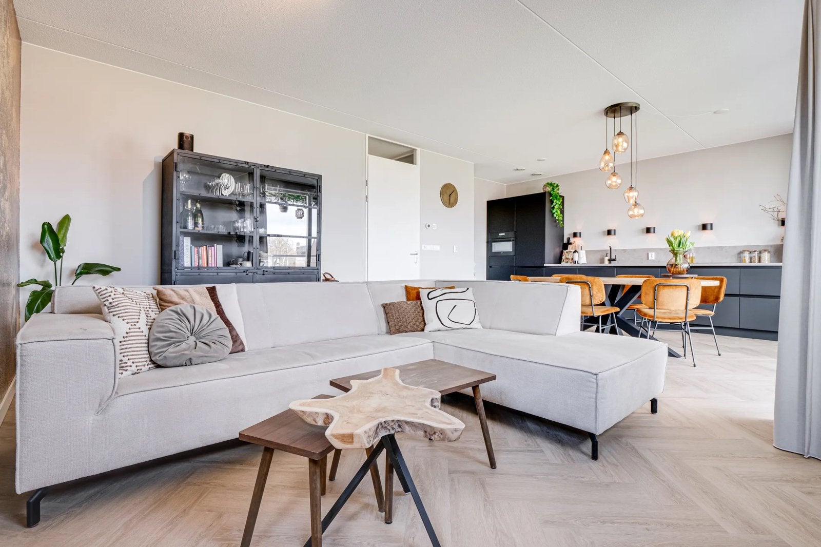 Bankstel L opstelling - Beige - in zeer goede staat, Ophalen, 250 tot 300 cm, Hoekbank, Driepersoons