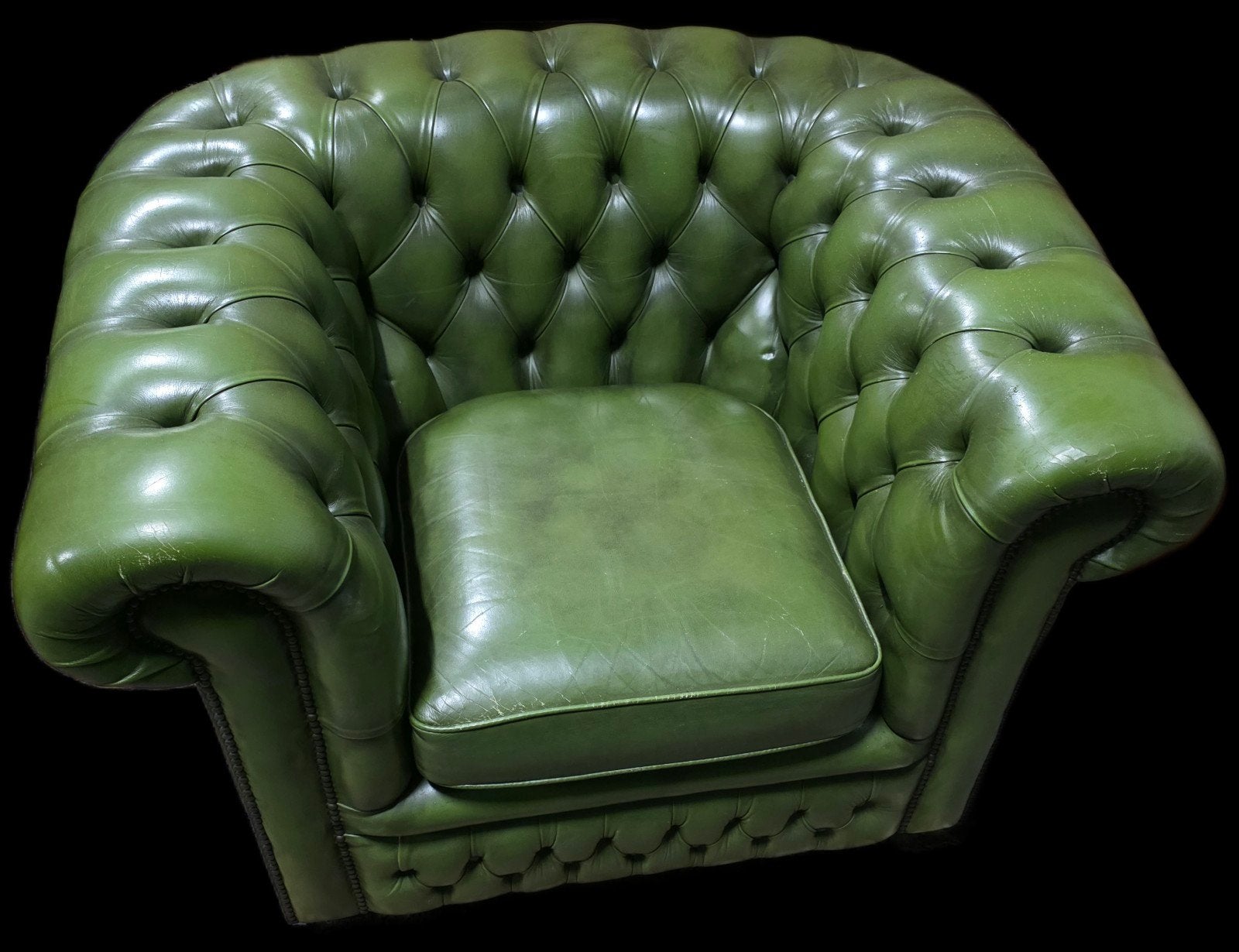 Chesterfield Springvale club fauteuil groen + BEZORGING, Huis en Inrichting, Fauteuils, Gebruikt, ., Chesterfield, Ophalen of Verzenden