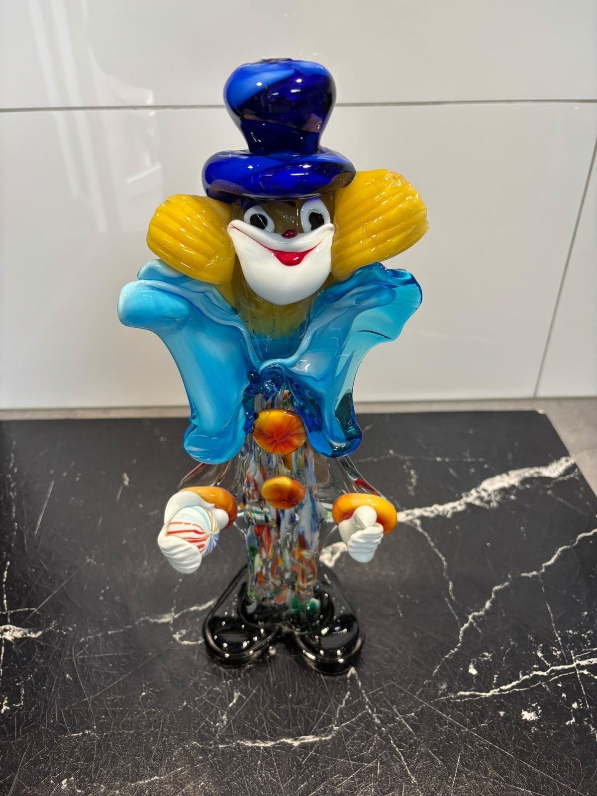 Murano glas clown beeldje, verzamel item 36  hoog, Verzamelen, Ophalen of Verzenden, Gebruikt, Mens