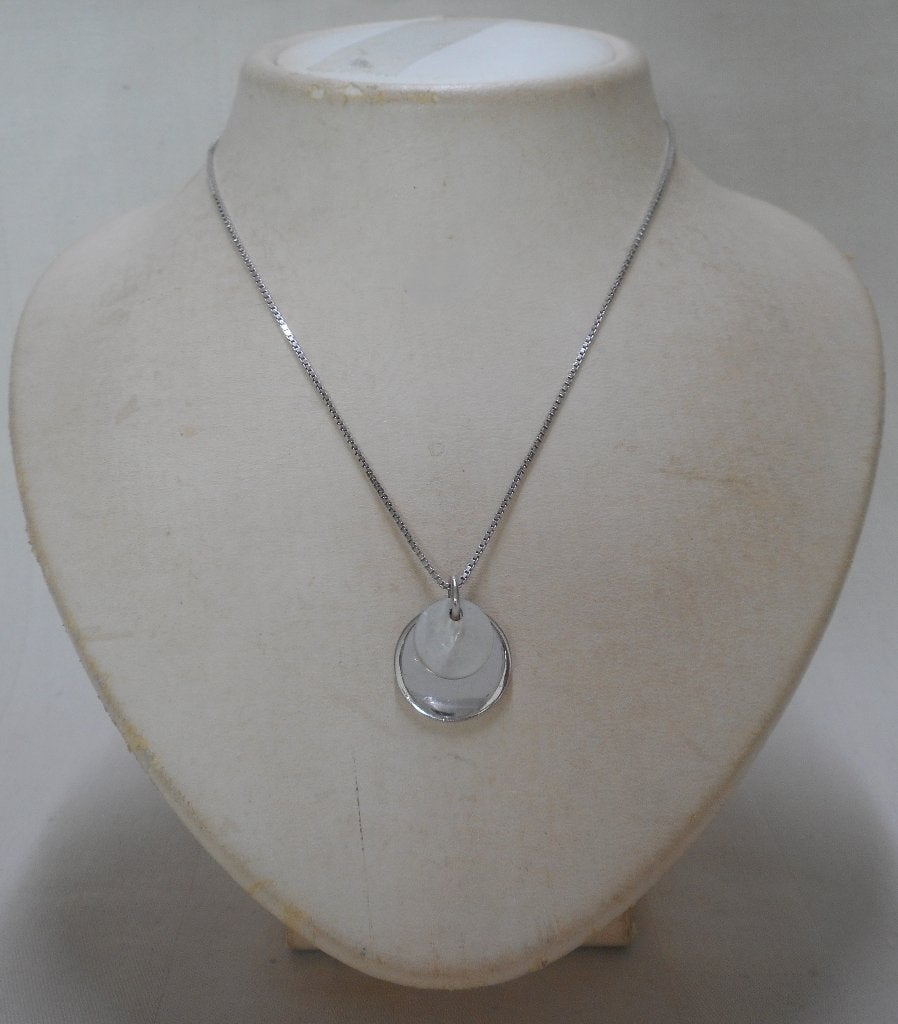 Zilveren ketting met hanger parelmoer nr.1076, Met hanger, Verzenden, Zo goed als nieuw, Zilver