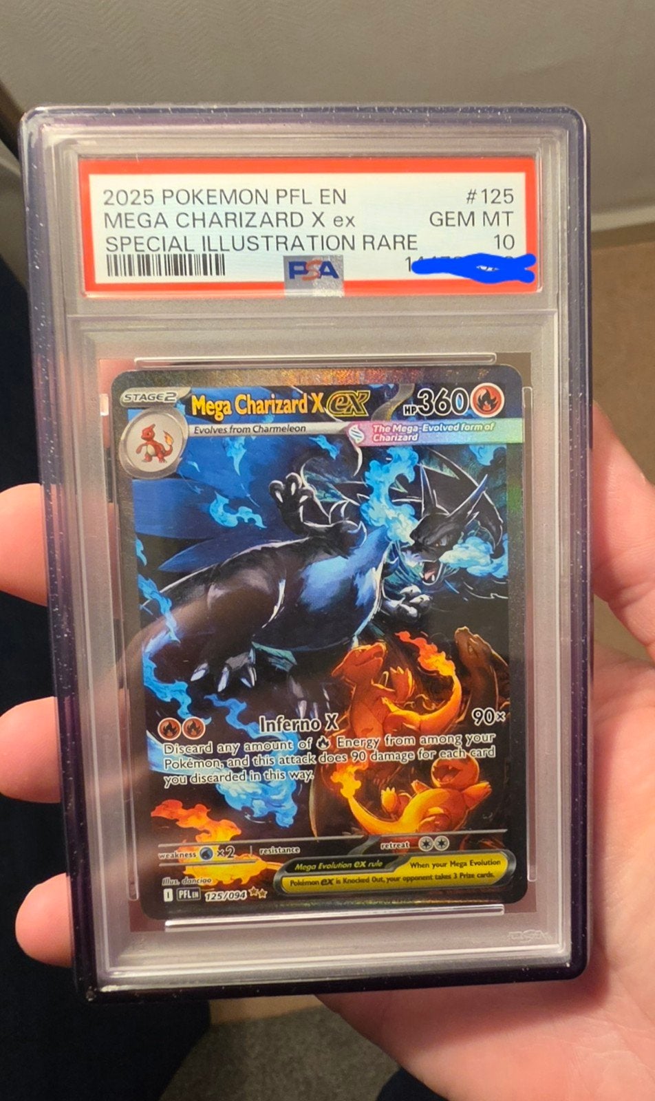 Mega Charizard X ex (Special Illustration Rare) PSA 10, Hobby en Vrije tijd, Ophalen of Verzenden, Zo goed als nieuw