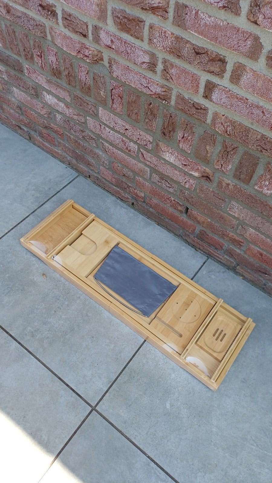 Badplank Uitschuifbaar met tablethouder zeep bakjes 109cm, Badkamerrek, Bruin, Overige merken, Nieuw