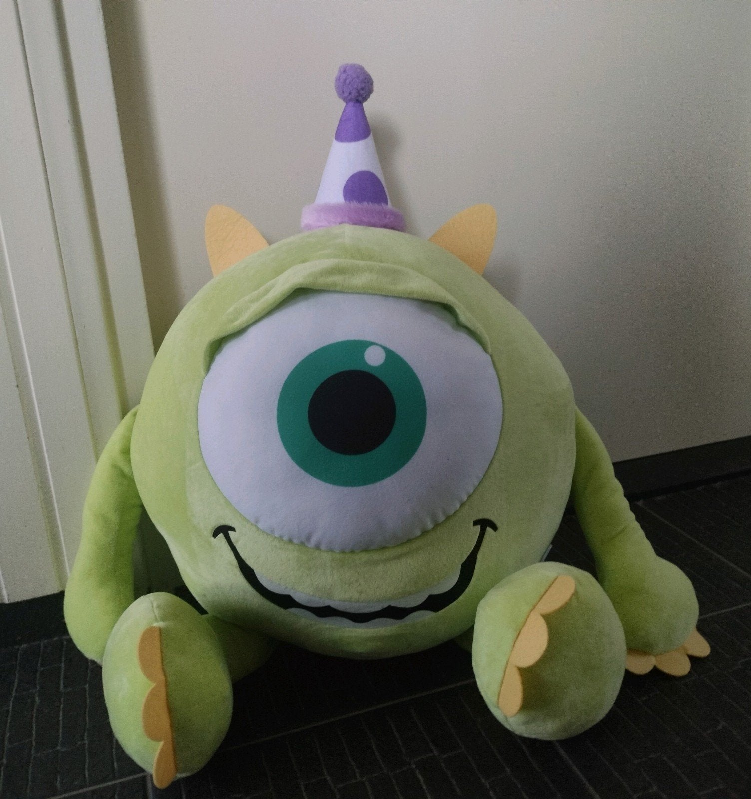 Grote knuffel 'Mike Wazowski' lookalike met feesthoedje, Ophalen, Groen, Disney, Overige typen