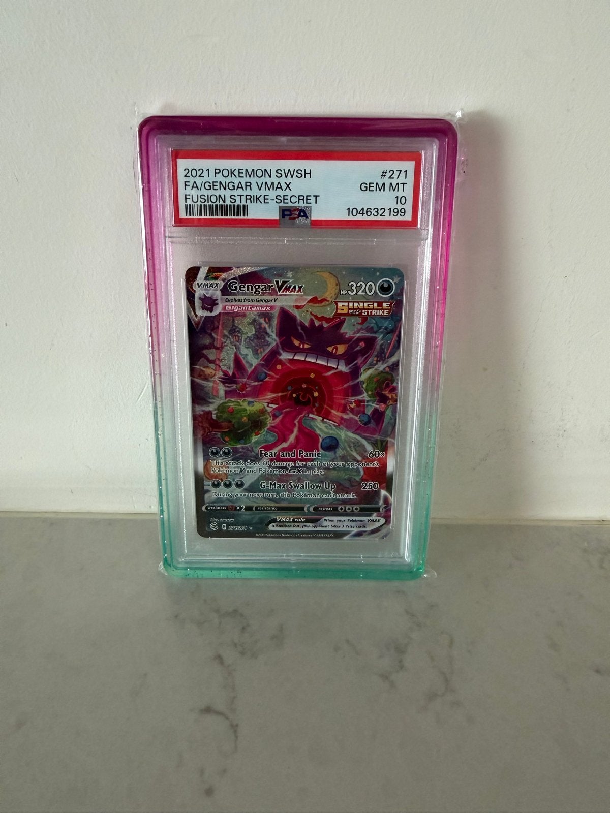 Gengar VMAX Fusion Strike Secret Rare PSA 10 Pokémon Kaart, Ophalen of Verzenden, Nieuw, Losse kaart