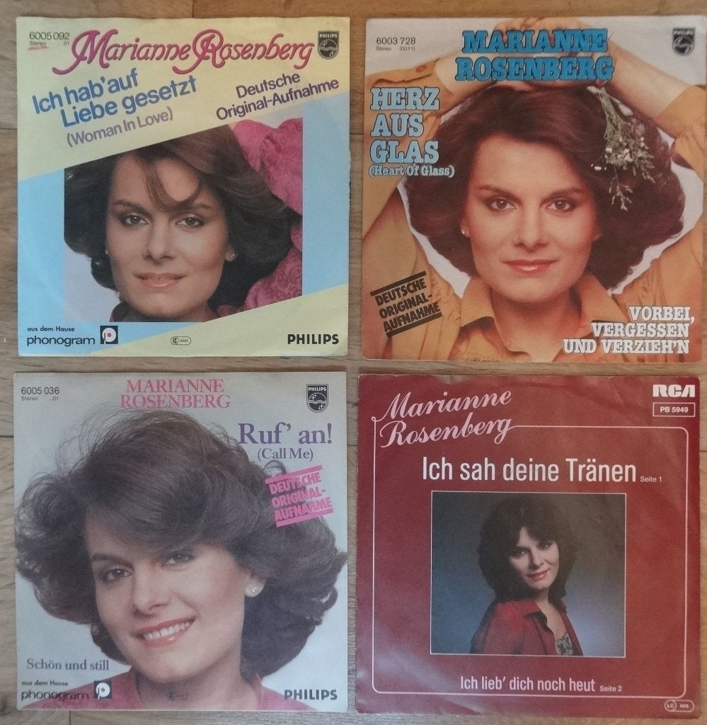 4x Singletjes MARIANNE ROSENBERG  (covers oa Blondie/Abba), Cd's en Dvd's, Ophalen of Verzenden, Zo goed als nieuw, 7 inch, Pop
