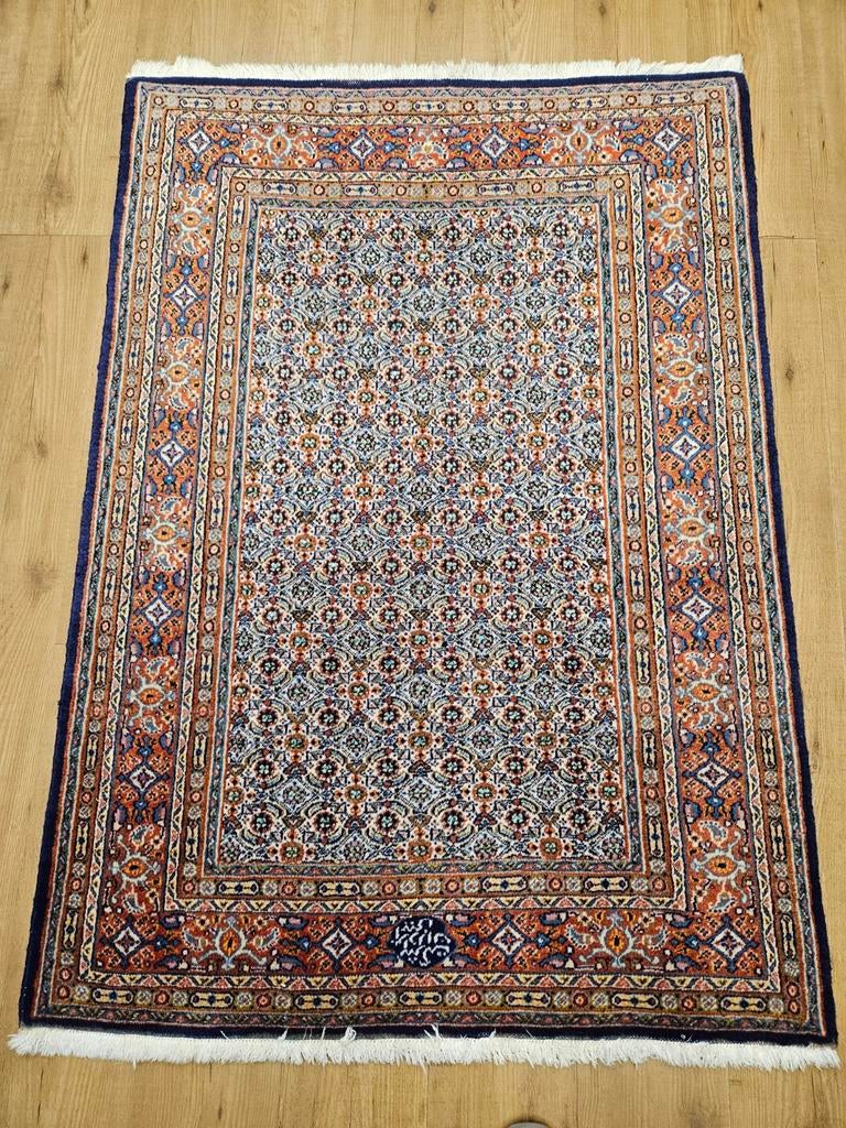 Vintage handgeknoopt perzisch tapijt moud 153x108, Info@SlatsAntiek.nl, Tweedehands, 100 tot 150 cm, Perzisch