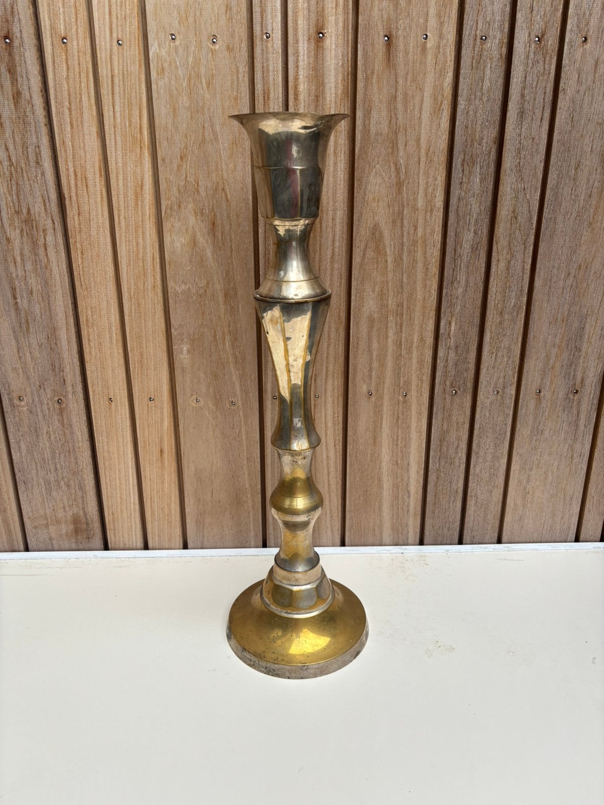 Grote verzilverde kandelaar – 60 cm hoog, Antiek en Kunst, Antiek | Kandelaars, Ophalen of Verzenden