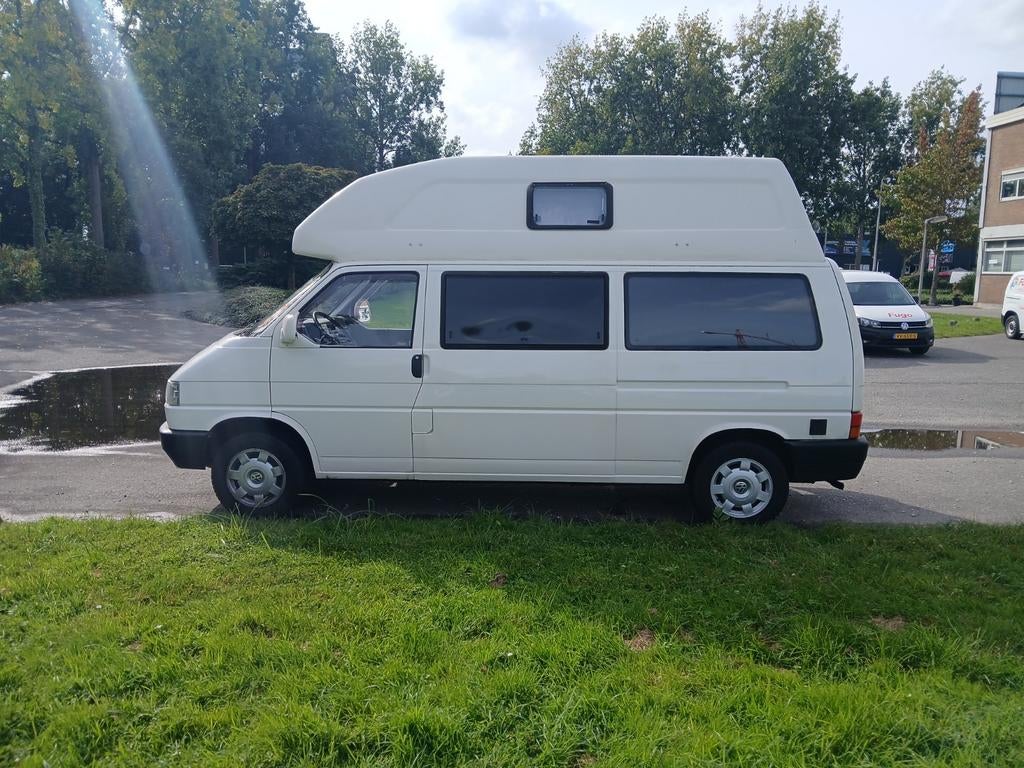Camper VWT4 verhoogd en verlengd., Brandblusser, Buscamper of Camperbus, Volkswagen, Fietsendrager
