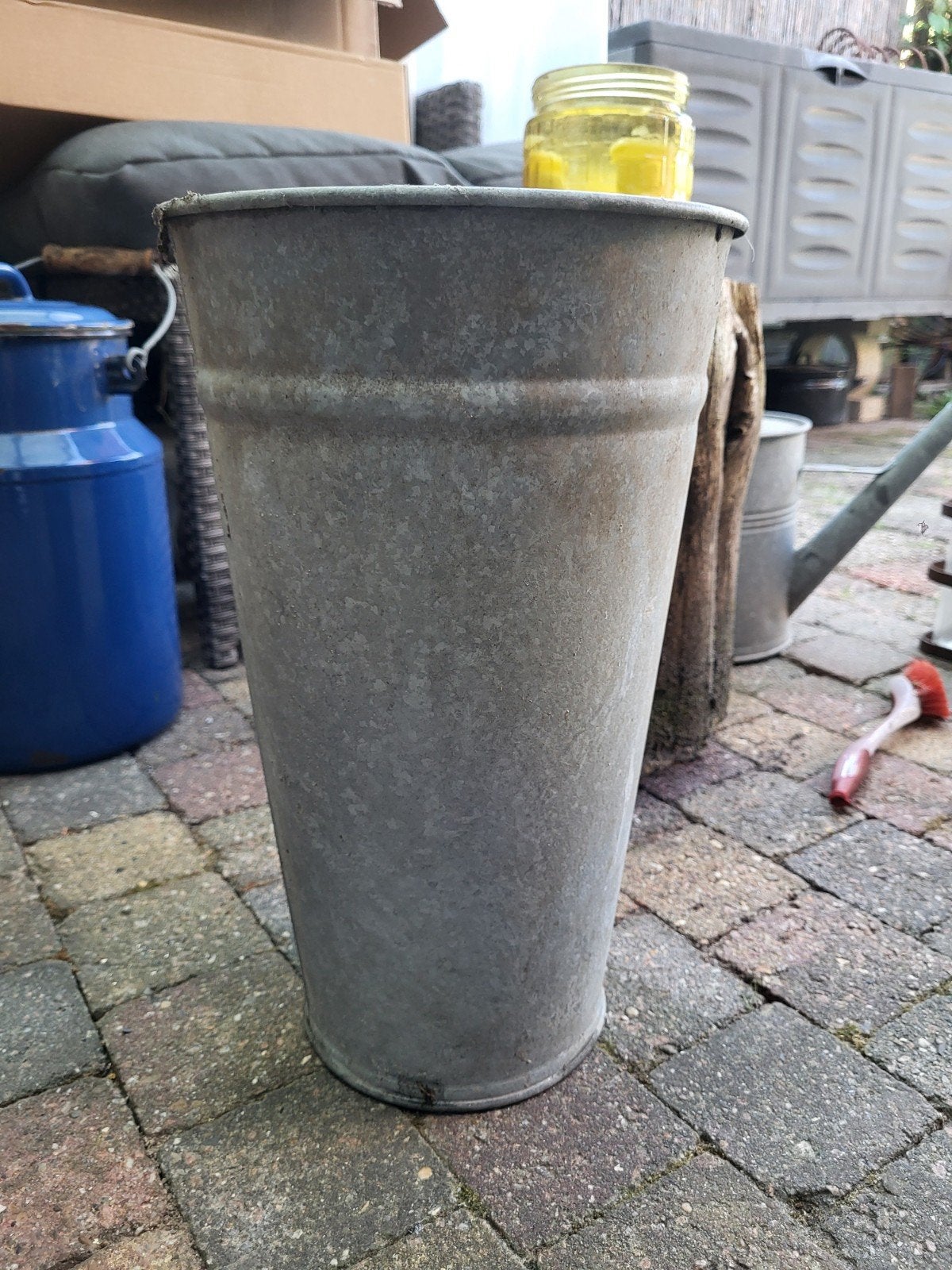 Zinken paraplubak / plantenbak, Huis en Inrichting, Woonaccessoires | Paraplubakken, Verzenden, Overige materialen