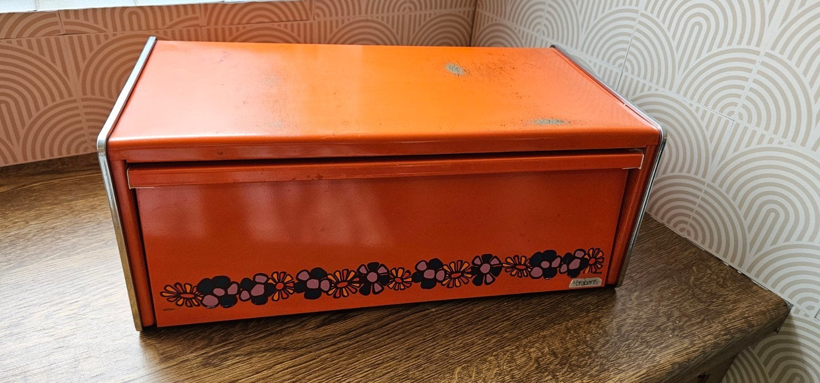 Brabantia Broodtrommel Diana Oranje Vintage, Ophalen, Gebruikt, Metaal, Broodtrommel