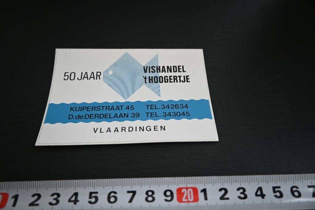 sticker Vlaardingen Vishandel 't HOOGERTJE 50 jaar  *, Ophalen, Zo goed als nieuw