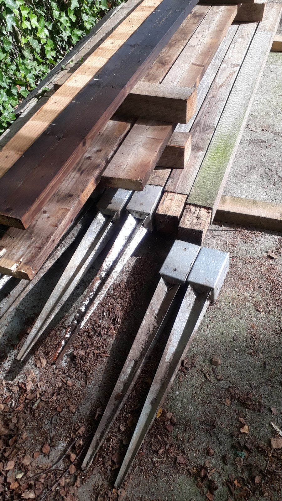 partij gebruikt klushout carport hout,kippen, honden, Ophalen, 250 cm of meer, Palen