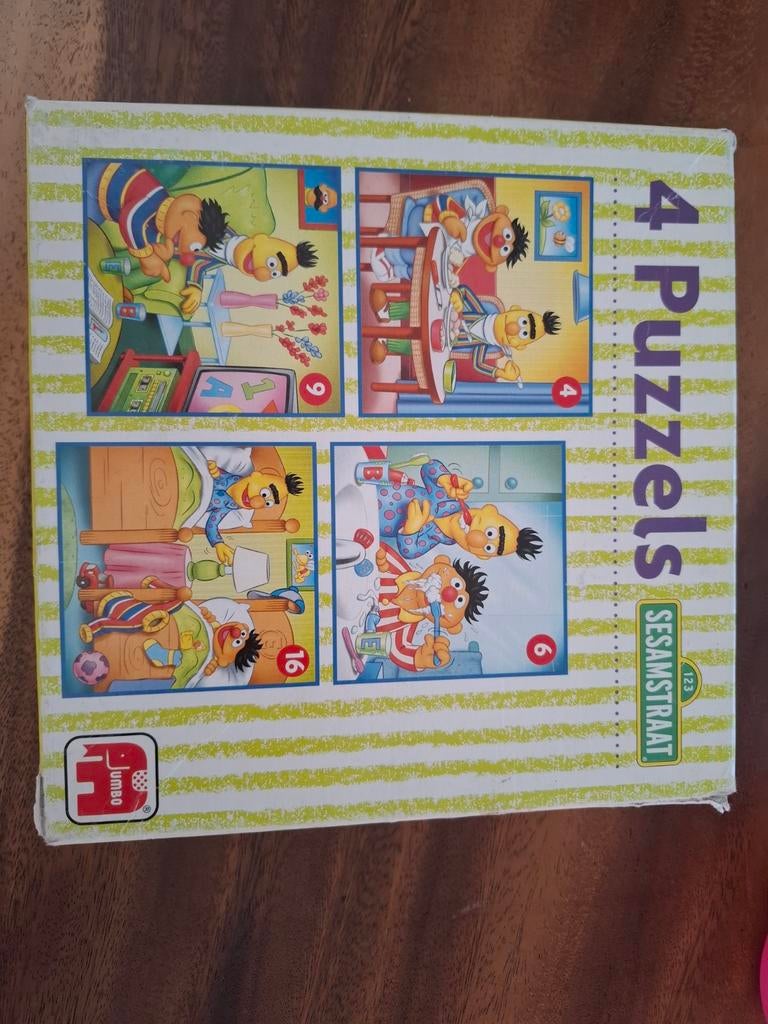 Jumbo 4 in 1 puzzel - Bert en Ernie, Ophalen of Verzenden, 10 tot 50 stukjes, Gebruikt, 2 tot 4 jaar