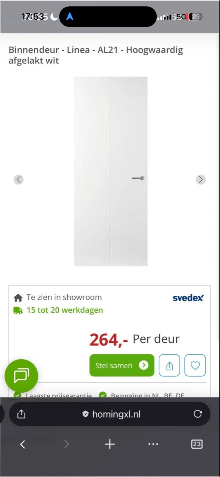 Nieuwe Svedex opdekdeur Linea AL21 Alpine Wit Links 201x83, 80 tot 100 cm, 215 cm of meer, Binnendeur, Nieuw