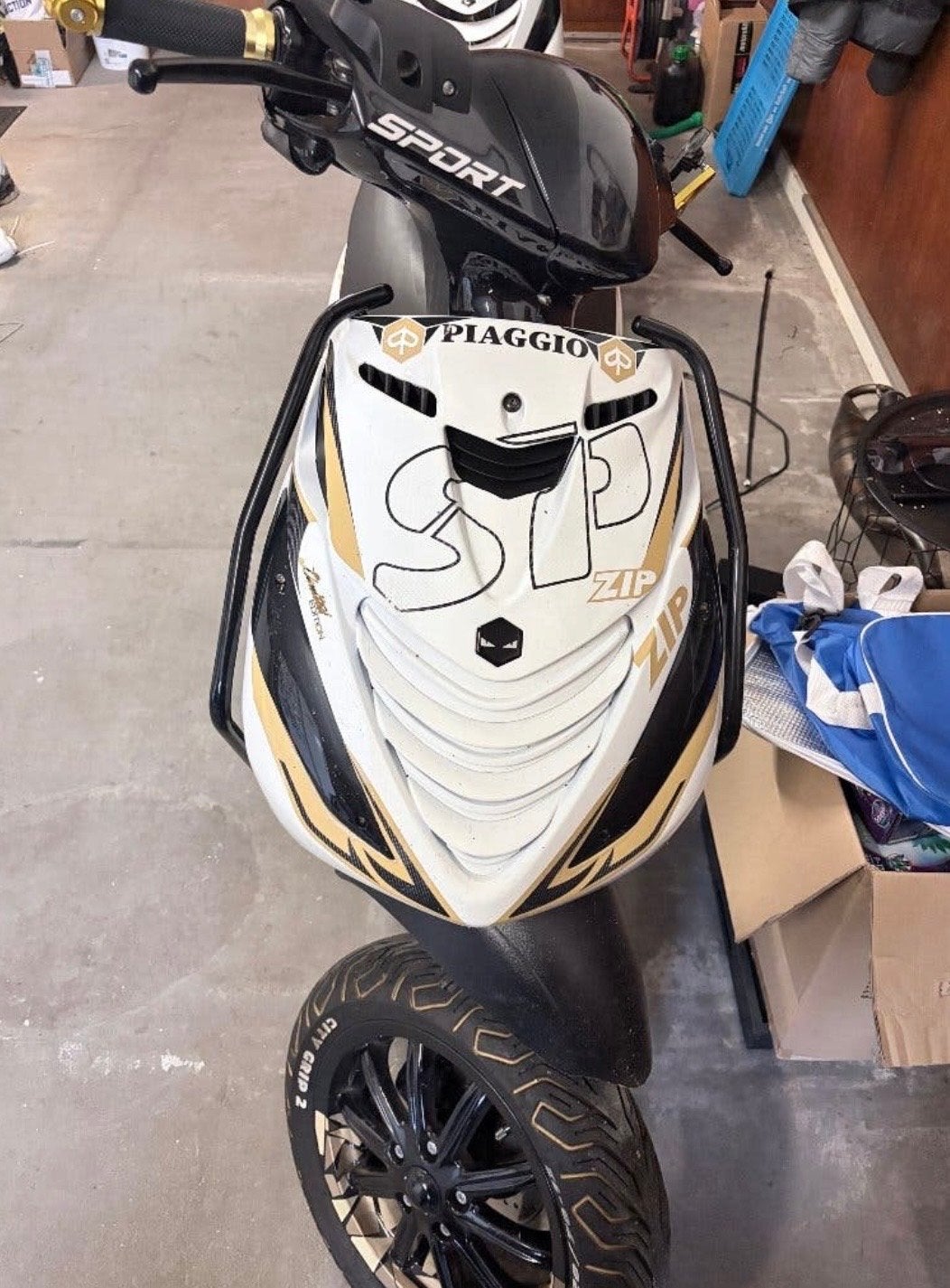 Piaggio Zip Scooter - Wit/Zwart/Goud, Ophalen, Tweetakt, Gebruikt, Maximaal 45 km/u