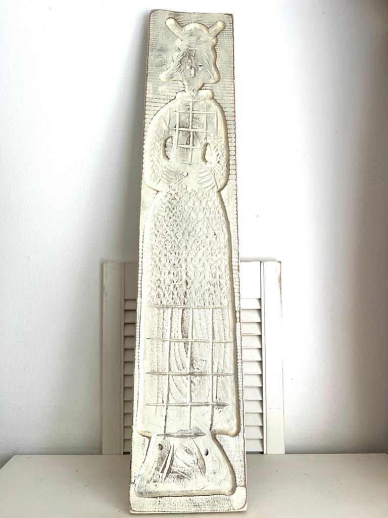Oude grote brocante speculaasplank wit 96x18 cm 7,50, Antiek en Kunst, Ophalen