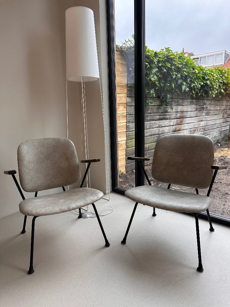Fauteuils set van 2 mid century Gijs van der Sluis, Ophalen, Minder dan 75 cm, Nieuw, 50 tot 75 cm