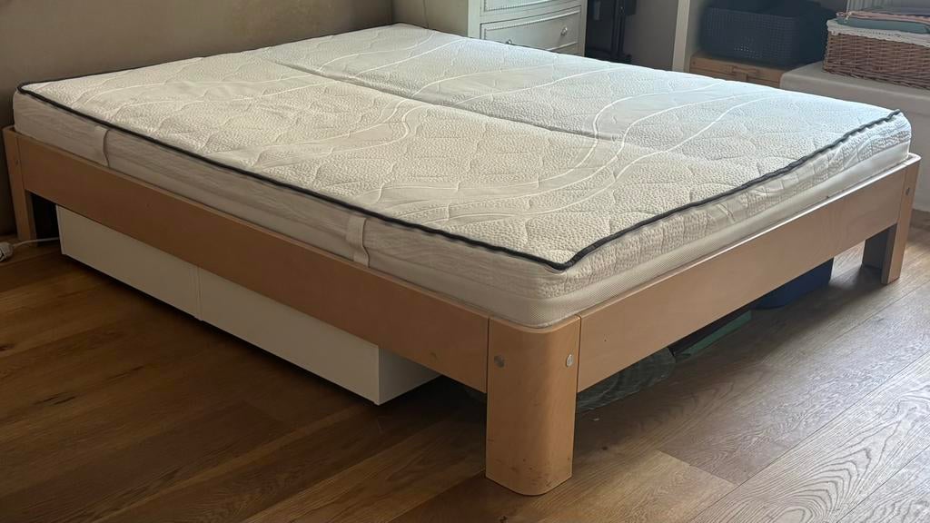 Auping Auronde 160x200, Ophalen, Gebruikt, Beige, Tweepersoons
