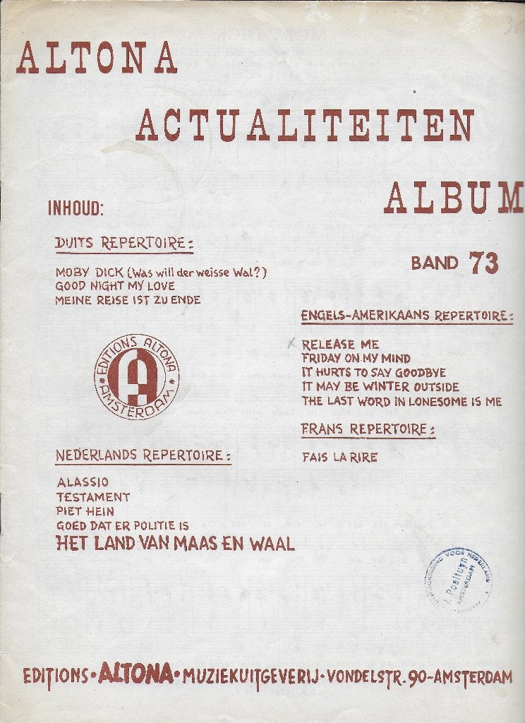 Mu51 bladmuziek altona actualiteiten album album 73, Ophalen of Verzenden, Gebruikt, Artiest of Componist, Populair