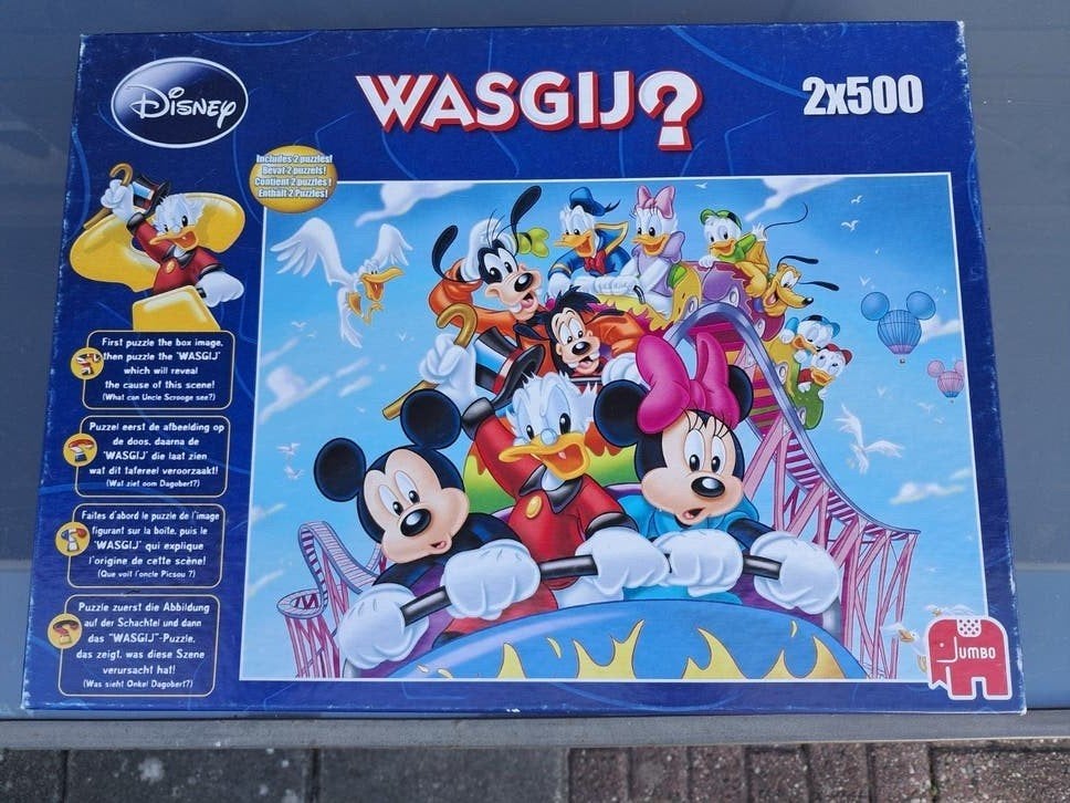 wasgij puzzel Disney 2 × 500 zeldzaam, Ophalen of Verzenden, 500 t/m 1500 stukjes, Zo goed als nieuw
