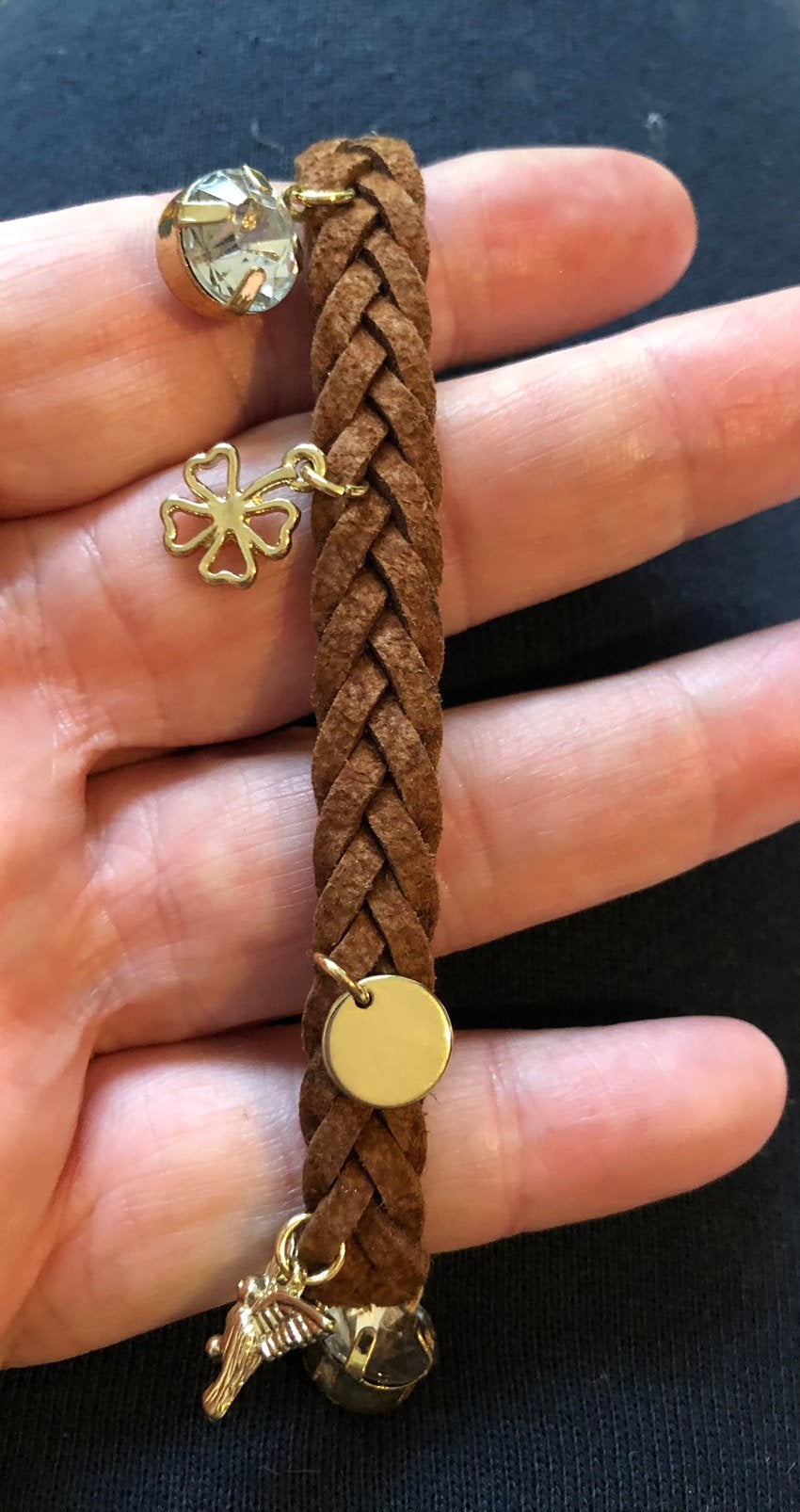 Armband h&m bruin suède look bedels goud nieuw, Overige materialen, Bruin, Verzenden, Nieuw