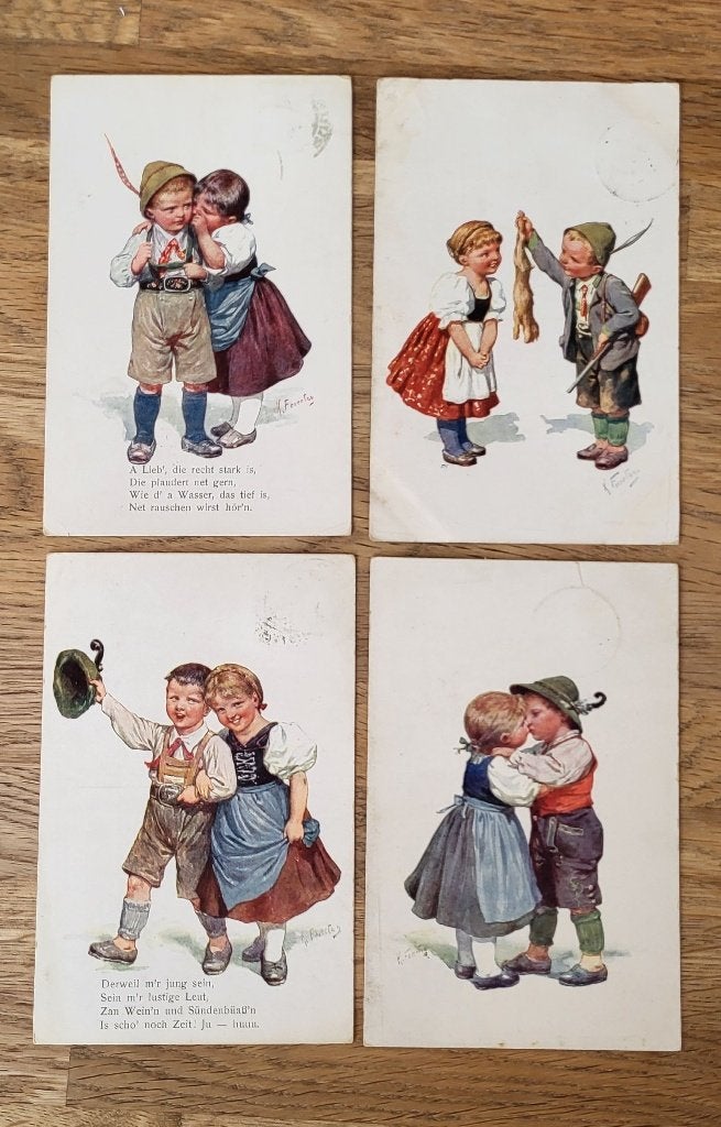 4x ansichtkaarten kinderen K Feiertag, Ophalen of Verzenden, Voor 1920, Gelopen, Kinderen