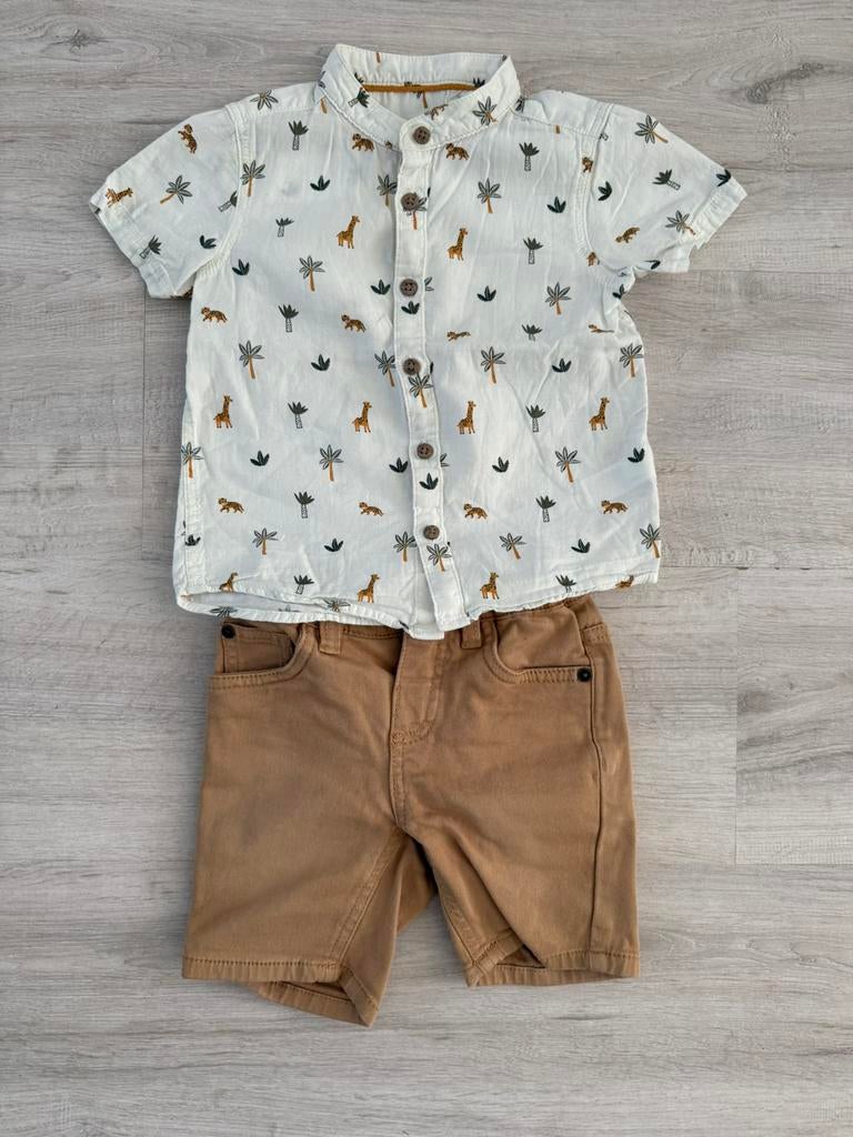 Zomer pakje safari camel setje C&A Wibra short en blouse 92, Ophalen of Verzenden, Zo goed als nieuw, Jongen of Meisje, Setje