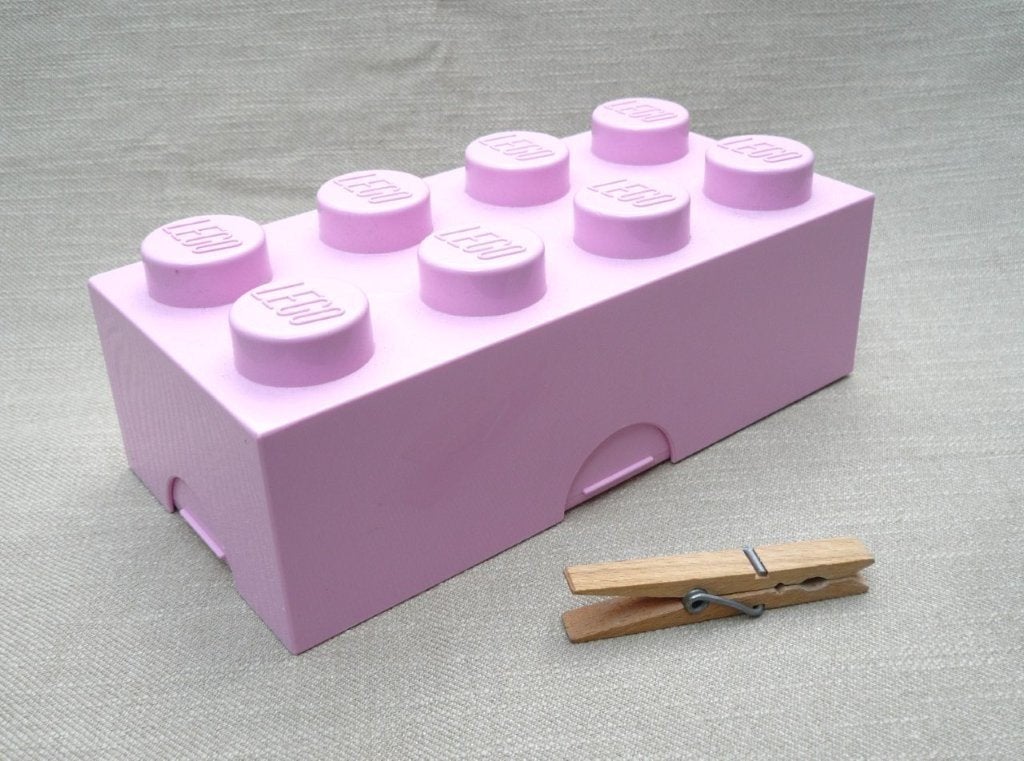 Lego steen opbergdoos - lunchbox - broodtrommel, roze., Ophalen of Verzenden, Gebruikt, Overige typen, Lego
