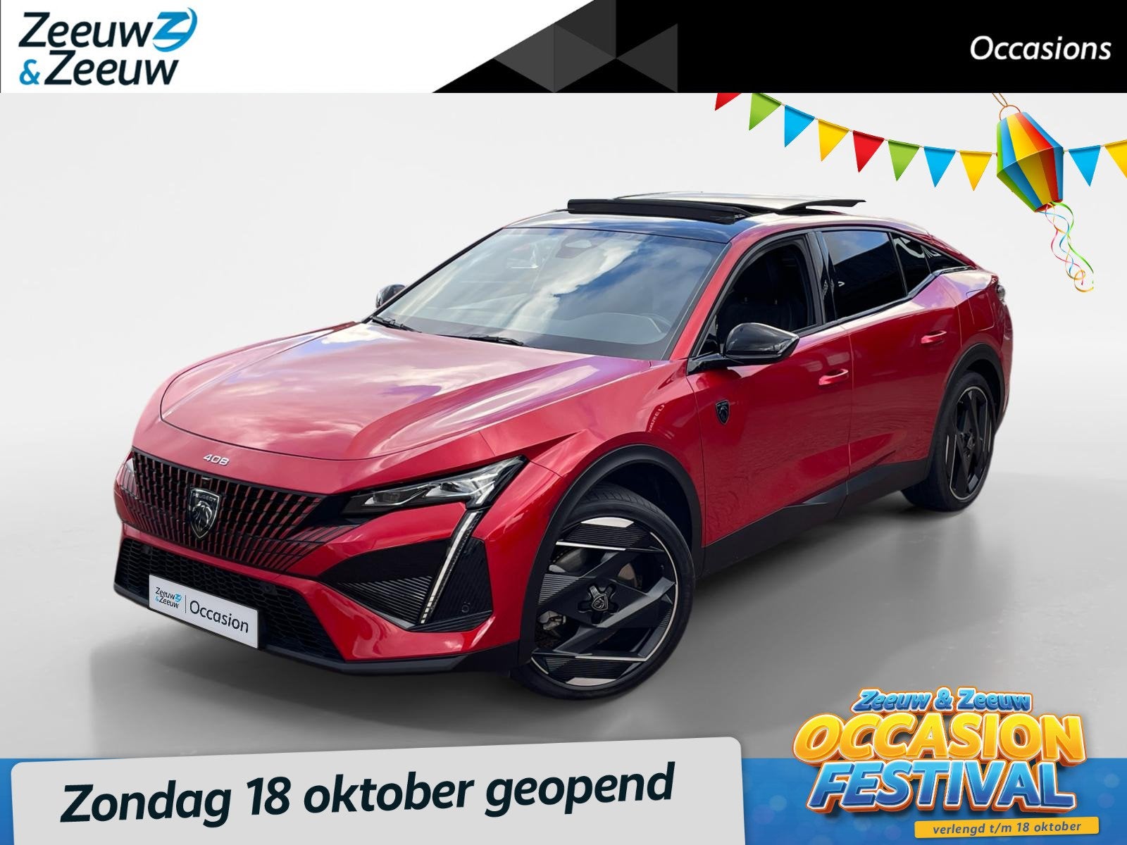 Peugeot 408 1.6 HYbrid GT 225 EAT8 First Edition *Navi*360Ca, Auto's, Dealer onderhouden, Euro 6, 4 cilinders, Alcantara