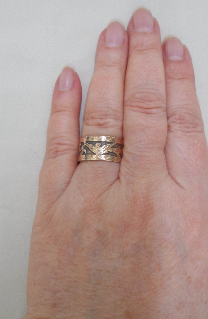 Zilveren ring uit Guatemala met goud maat 17.5 nr.035