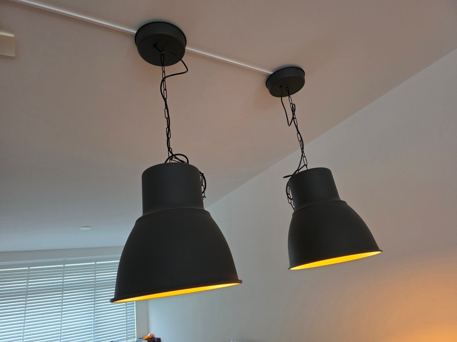 2x Ikea Hektar hanglampen 38cm (excl. verlichting), Ophalen, Gebruikt, Metaal, Minder dan 50 cm