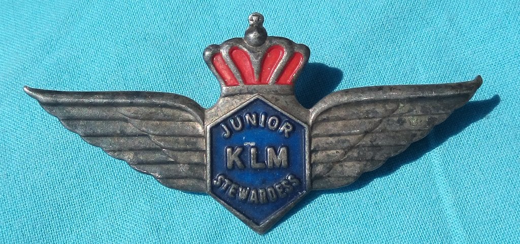 KLM JUNIOR STEWARDESS WINGS LUCHTVAART INSIGNE UIT JAREN 50, Verzenden, Gebruikt, Patch, Badge of Embleem