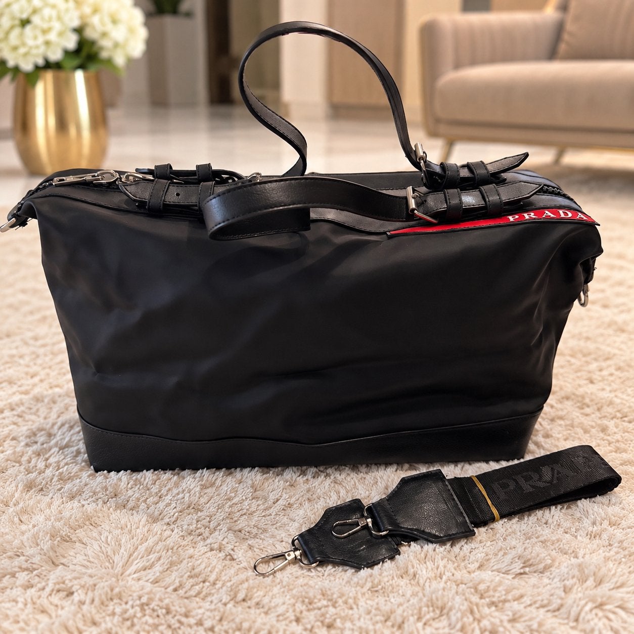 Prada Re-Nylon en Saffiano duffeltas, Ophalen of Verzenden, Nieuw, Zwart, Overige typen