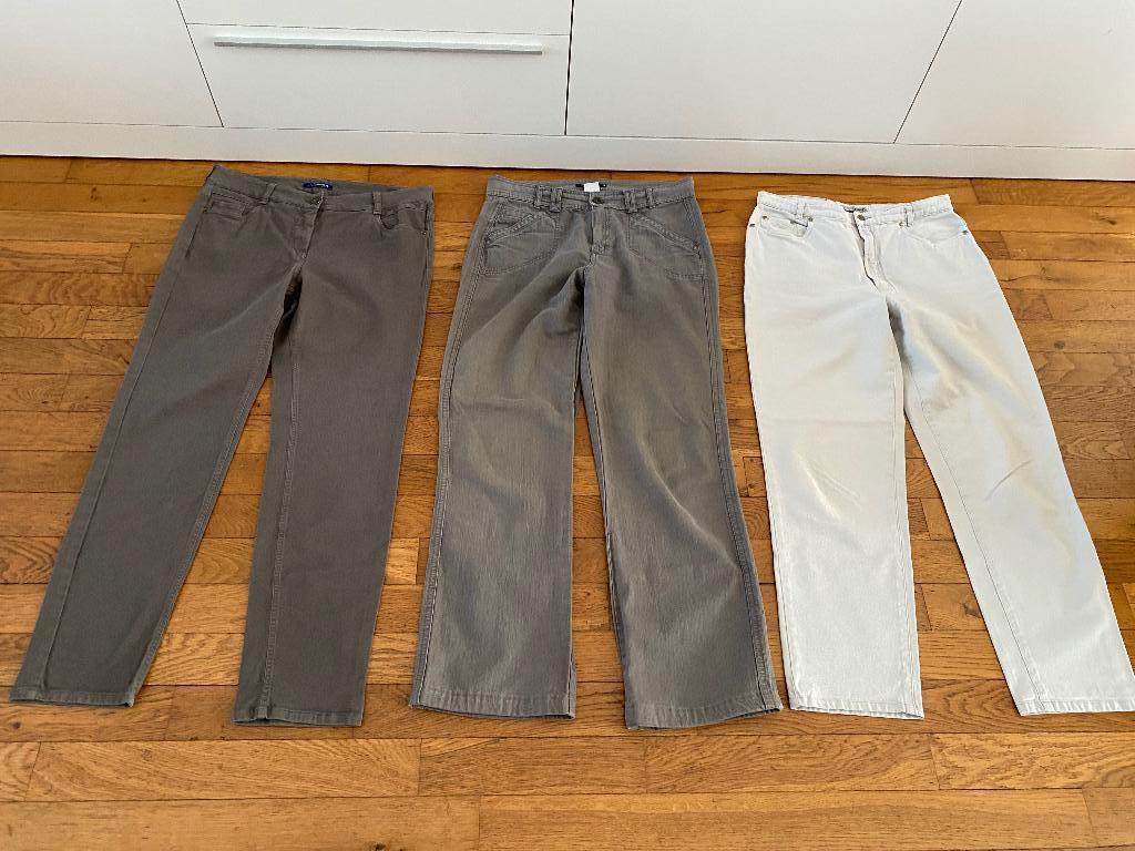 3 x Dames Broek o/a Gardeur 40/42  Samen, Kleding | Dames, Bruin, Maat 42/44 (L), Ophalen of Verzenden, Zo goed als nieuw