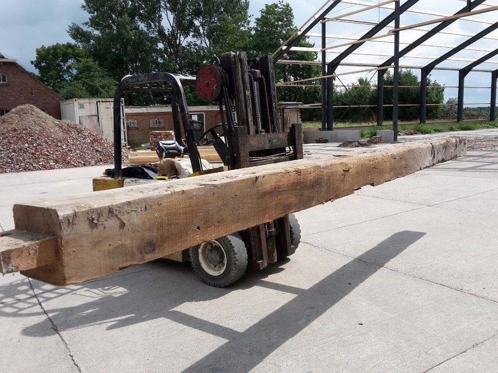 Houten grenen balk  uit oude boerderij ca 5 meter, Ophalen, Gebruikt, Grenen, Balk